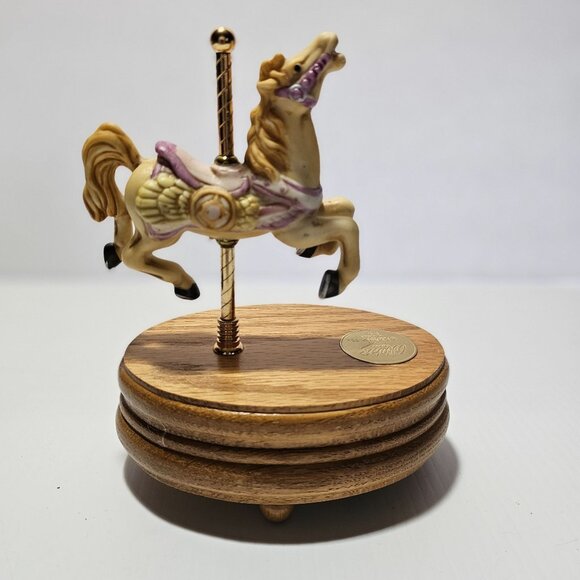 Willitts Musical Carousel Horse with Wood Base Plays Edelweiss # 8714 - Picture 2 of 16